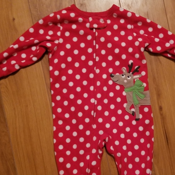 Carter's Reindeer Flannel Zip Up Sleepers Sz 12m - Picture 3 of 6